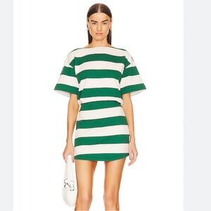 Helsa Green and White Striped Dress